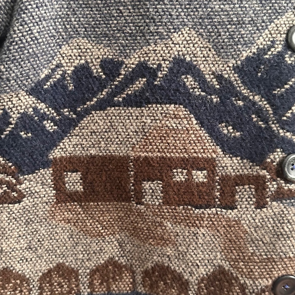 VINTAGE // Sonoma Jean Co. Wool Blend Cardigan Sweater Jacket Mountain Alps - Picture 4 of 4
